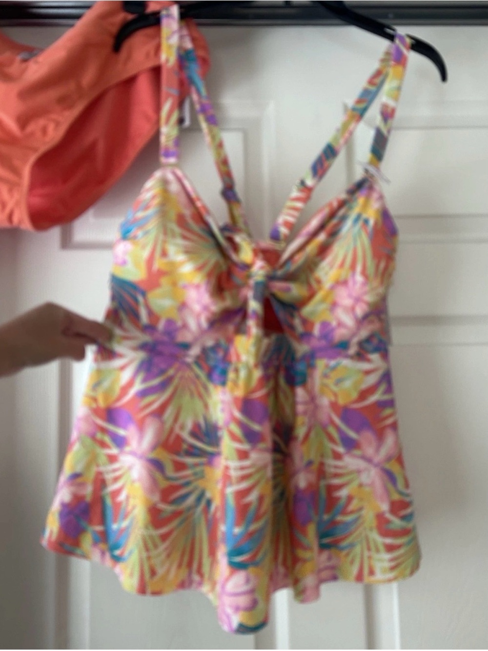Time and Tru Pink Multi Tropical Floral Tankini Top